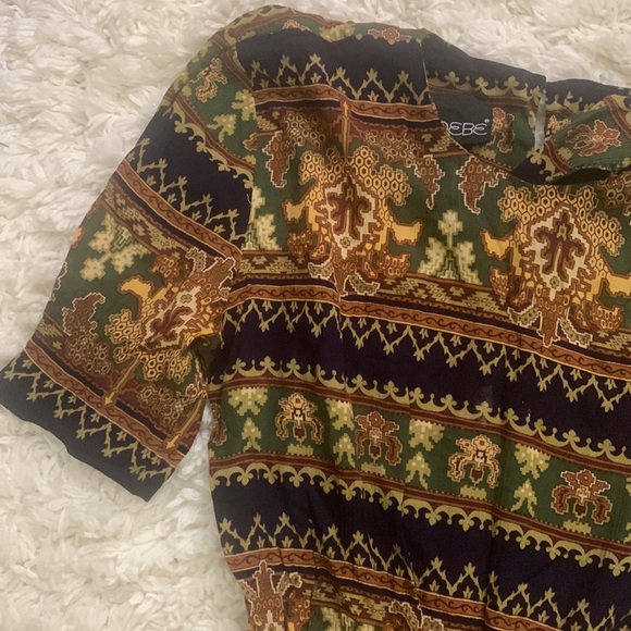 VINTAGE Reworked Print Mini Dress - Picture 2 of 3